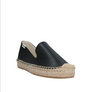 Soludos Black Leather Espadrilles Size 8